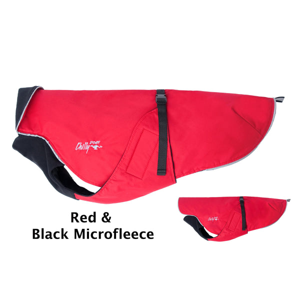Chilly Dogs Alpine Blazer Dog Coat, Red/ Black Micro Fleece