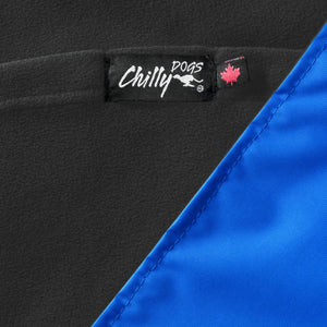 Chilly Dogs Couverture alpine réversible doublée en microfibre pour chiens, Bleu royal/ Noir