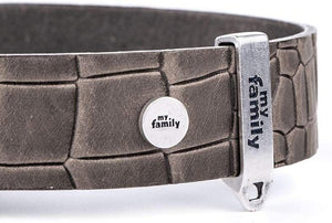 MyFamily Tucson Crocodile Texture Leather Dog Collar, Grey