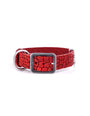 MyFamily Tucson Crocodile Texture Leather Dog Collar, Red