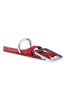 MyFamily Tucson Crocodile Texture Leather Dog Collar, Red