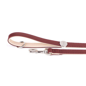 MyFamily Hermitage Genuine Leather Dog Leash, Bordeaux/Cream