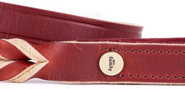 MyFamily Ascot Greased Leather Dog Leash, Red