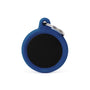 MyFamily Hushtag Circle Aluminum Rubber Pet ID Tag, Black/Dark Blue, Medium