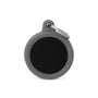 MyFamily Hushtag Circle Aluminum Rubber Pet ID Tag, Black/Grey, Medium