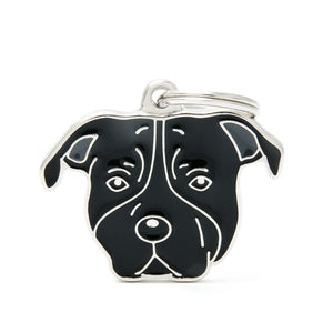 MyFamily Friends American Staffordshire Terrier Pet ID Tag, Black, Medium