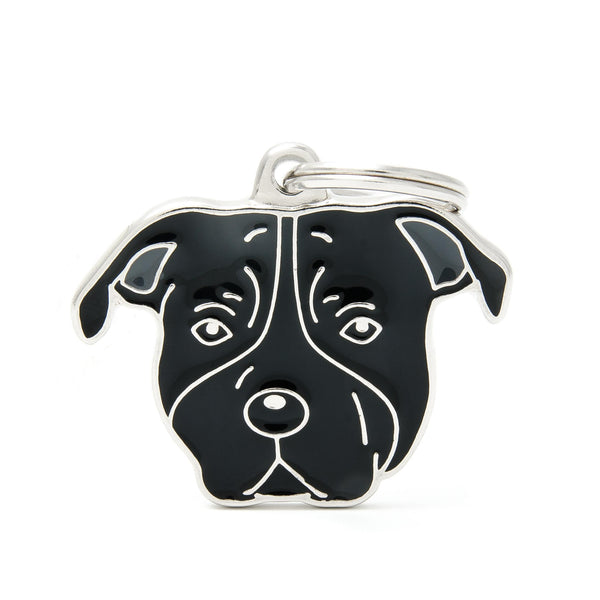 MyFamily Friends American Staffordshire Terrier Pet ID Tag, Black, Medium