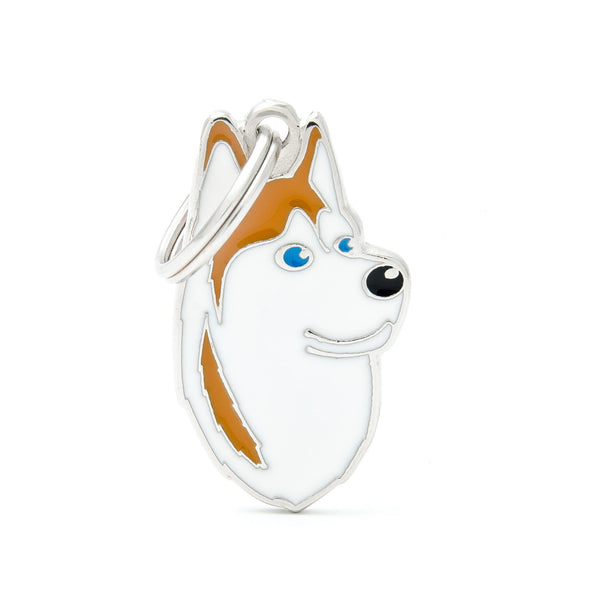 MyFamily Friends Siberian Husky Pet ID Tag, White/Brown, Medium