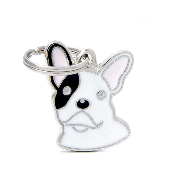 MyFamily Friends French Bulldog Pet ID Tag, Black/White, Medium