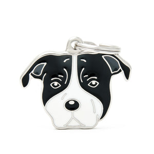 MyFamily Friends American Staffordshire Terrier Pet ID Tag, Black/White, Medium