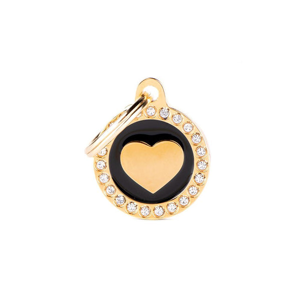 MyFamily Glam Heart Pet ID Tag, Gold/Black, Small