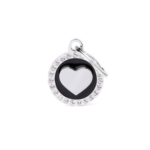 MyFamily Glam Heart Pet ID Tag, Black, Small