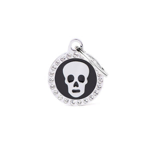 MyFamily Glam Skull Pet ID Tag, Black, Small