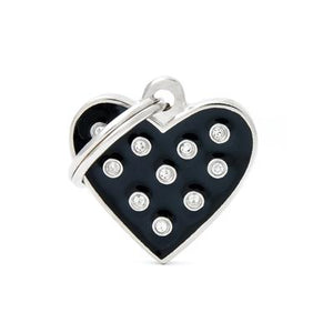 MyFamily Heart Strass Pet ID Tag, Black