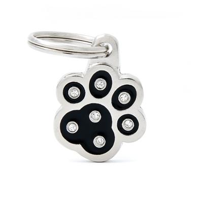 MyFamily Paw Strass Pet ID Tag, Black
