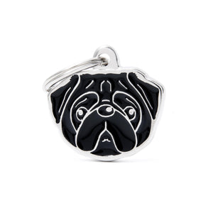 MyFamily Friends Pug Pet ID Tag, Black, Medium