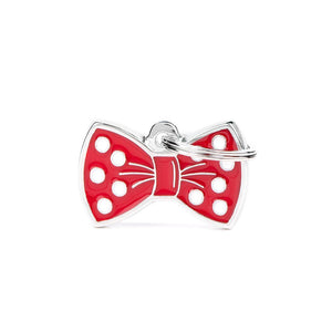 MyFamily Charms Bow Tie Pet ID Tag, Red, Medium