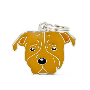 MyFamily Friends American Staffordshire Terrier Pet ID Tag, Brown, Medium