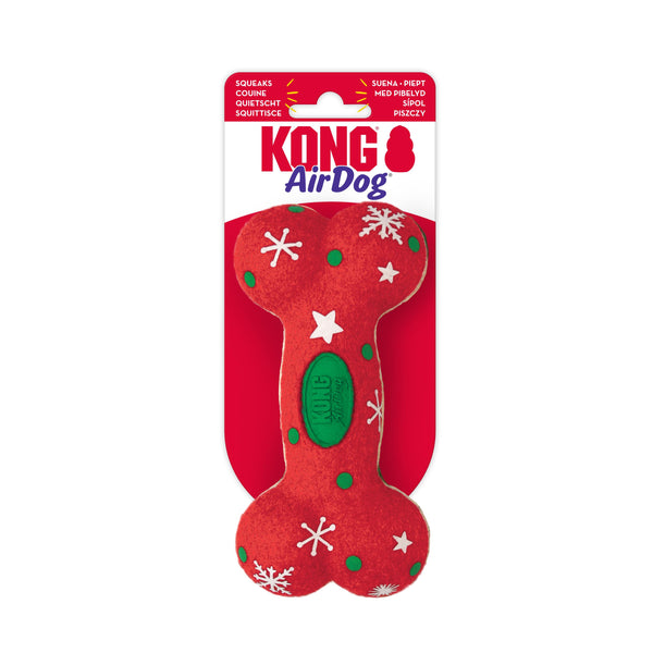 KONG Holiday AirDog Bone Dog Toy, Red/Green