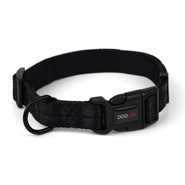 Dogline Nylon Flat Dog Collar, Black