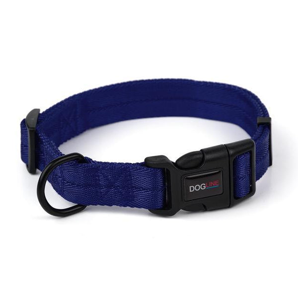Dogline Nylon Flat Dog Collar, Navy Blue