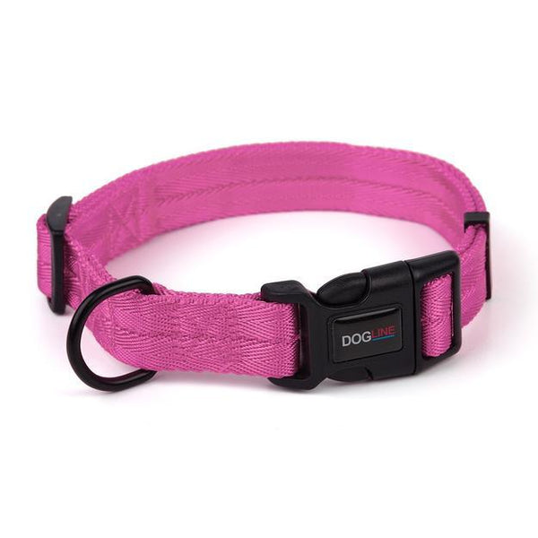 Dogline Collier plat en nylon pour chien, Rose vif