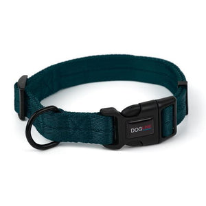 Dogline Nylon Flat Dog Collar, Dark Teal
