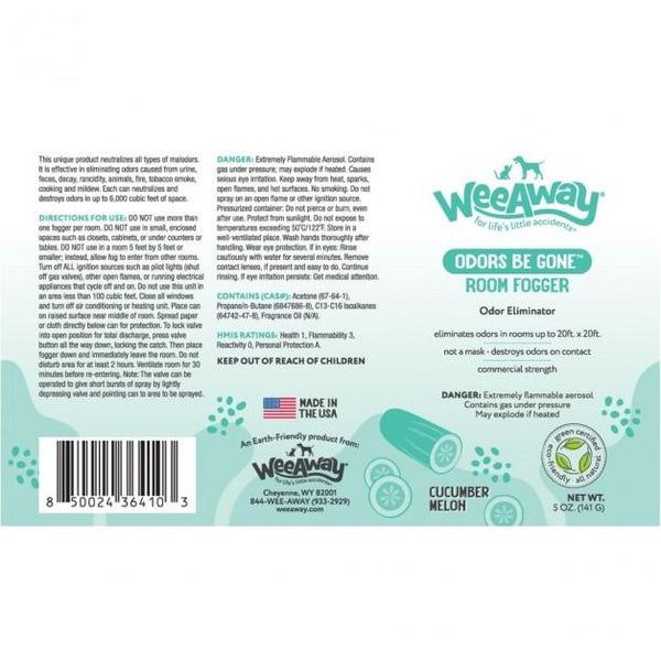 Wee Away Odors Be Gone Fogger Cucumber Melon Pet Odor Neutralizer