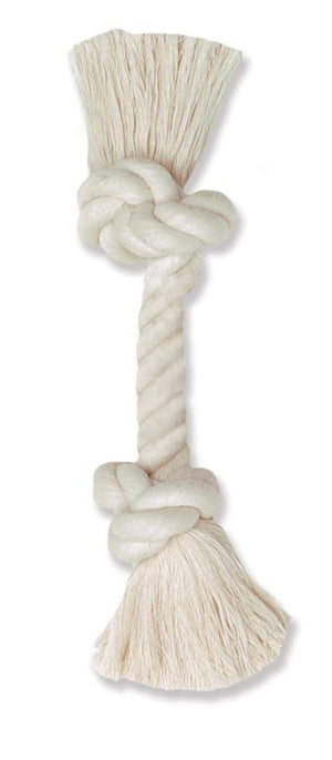 Mammoth Flossy Chews Cotton Rope Bone Dog Toy, White