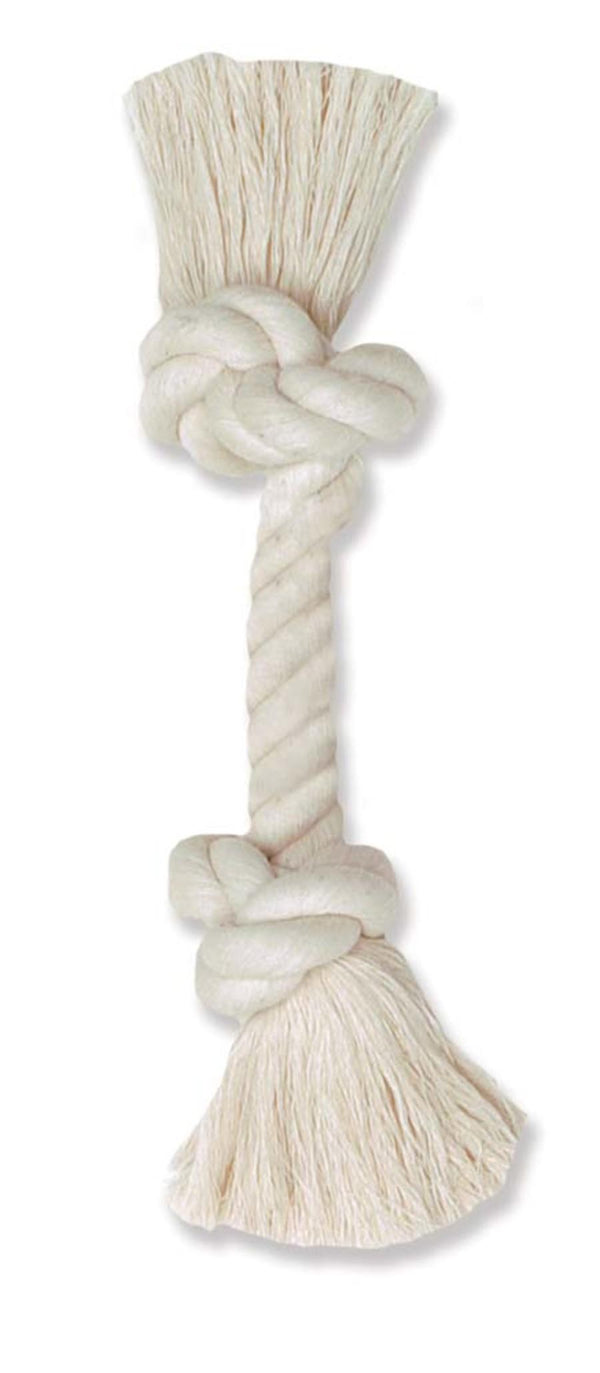 Mammoth Flossy Chews Cotton Rope Bone Dog Toy, White