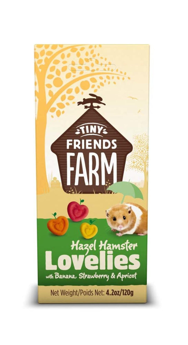 Supreme Petfoods Tiny Friends Farm Hazel Hamster Lovelies avec bananes, fraises et abricots friandises pour petits animaux