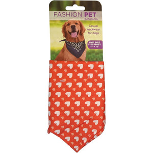 Ethical Fashion Pet Dog Bandana, Hearts Red