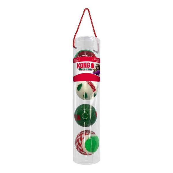 KONG Holiday Occasions Balls Dog Toy, Red/Green, Medium