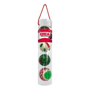 KONG Holiday Occasions Balls Dog Toy, Red/Green, Medium