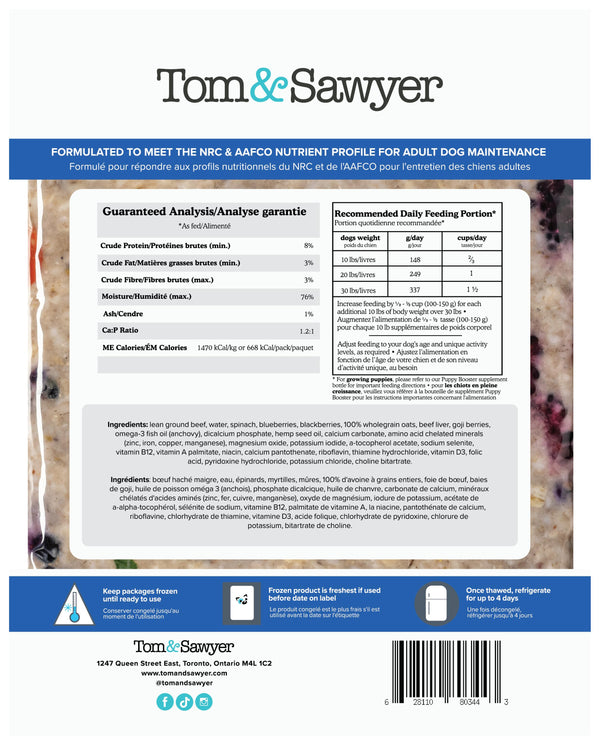 Tom&Sawyer Goji Berry Beef nourriture surgelée pour chien