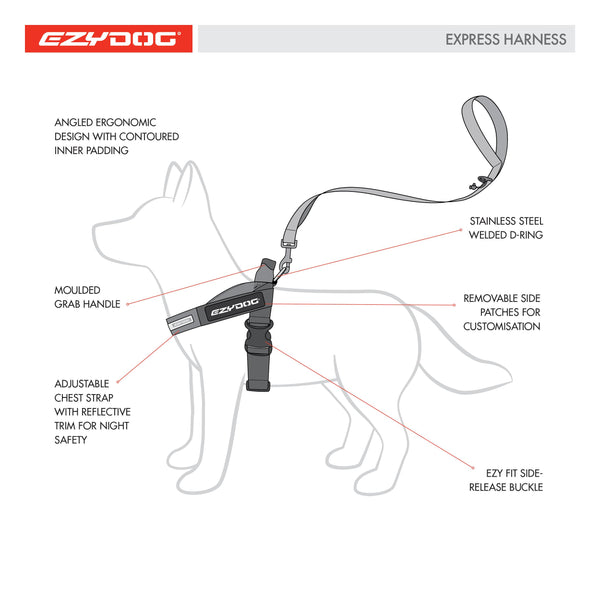 EzyDog Express Harnais pour chien, bleu