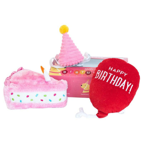 ZippyPaws Happy Birthday Set Dog Toy, Pink