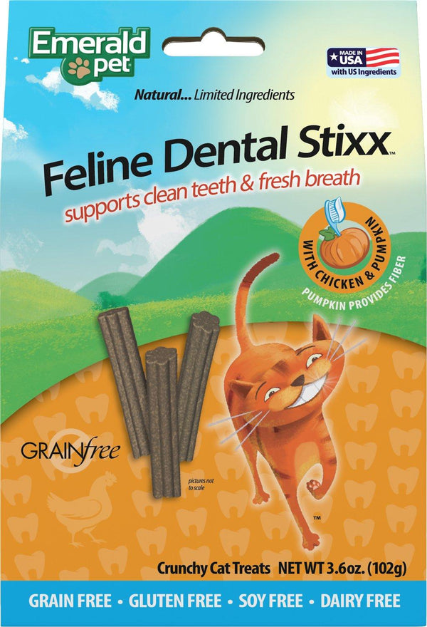 Emerald Pet Feline Dental Stixx Chicken & Pumpkin Grain-Free Cat Treats