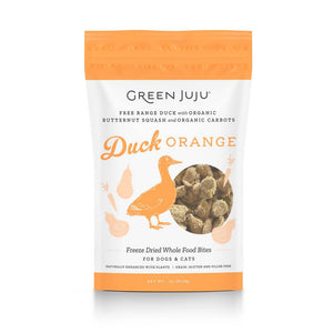 Green Juju Canard Orange Morsures d'aliments entiers déshydratés pour chiens & chats