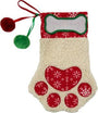 Outward Hound Holiday Sherpa Paw Stocking Dog Toy, White