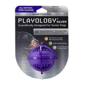 Playology All Natural Pork Sausage Scented Dental Chew Ball Dog Toy