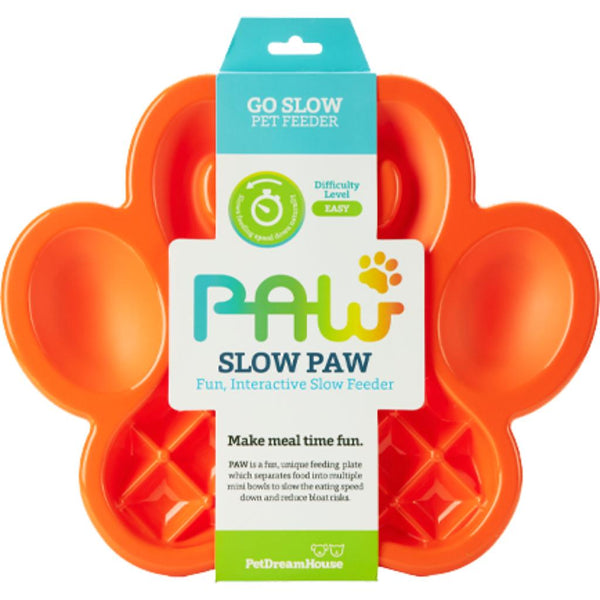 PetDreamHouse PAW Dog Slow Feeder, Orange