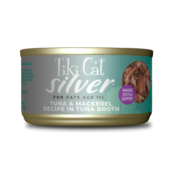 Tiki Cat Silver Senior Whole Foods Thon et maquereau dans un bouillon de thon Nourriture pour chat en conserve