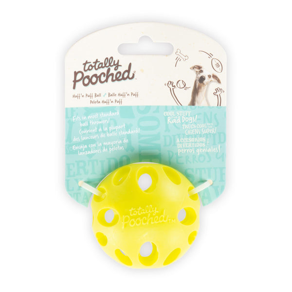 Messy Mutts "Totally Pooched, Huff'N Puff Ball" Jouet En Caoutchouc Pour Chien, Balle, Verte