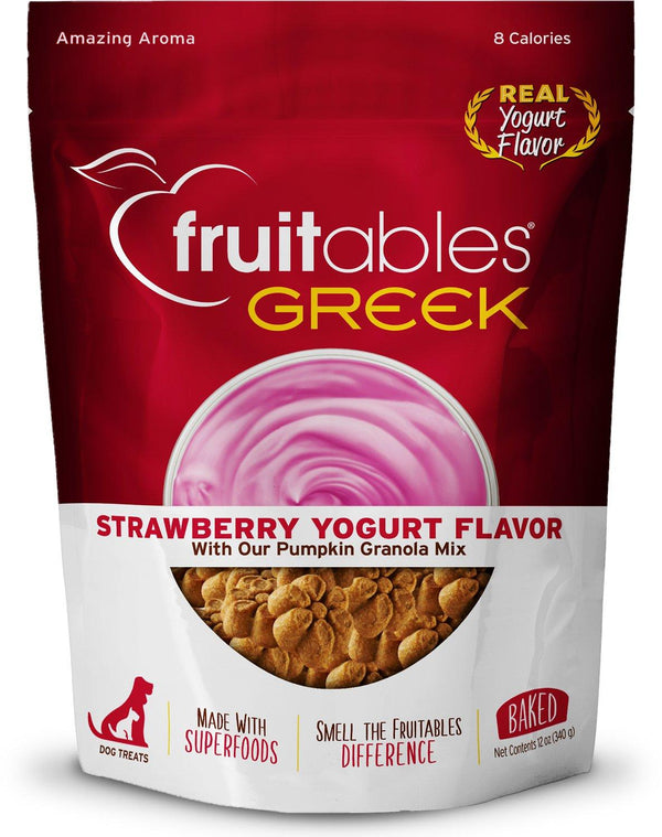Fruitables Greek Strawberry Yogurt Flavor Crunchy Dog Treats