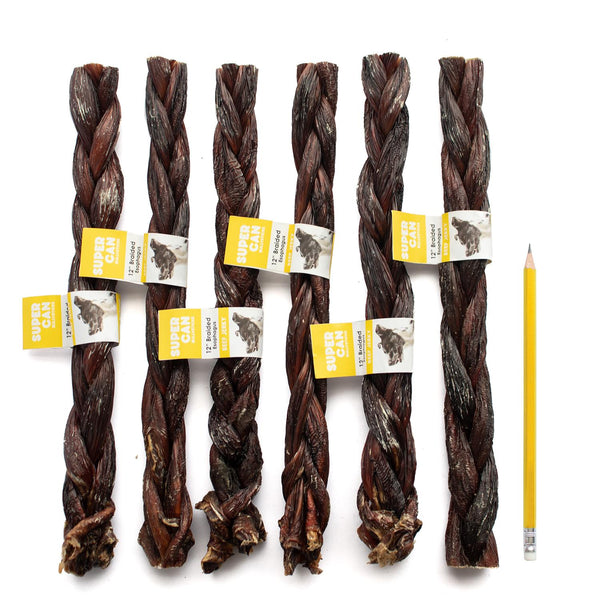 SuperCan Friandises bâtonnets de jabot de bœuf tressé pour chiens