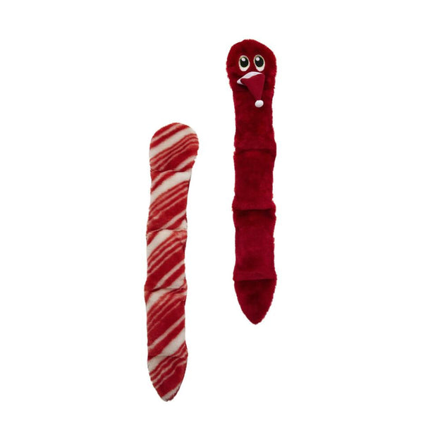 Outward Hound Invincibles Holiday Snake Plush Dog Toy, Red