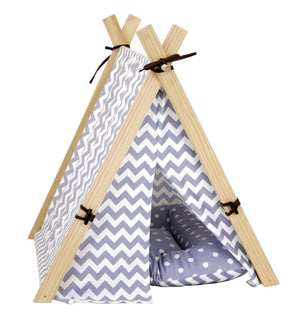 Bud'z Tente Style Camping, À Chevrons Gris & Blancs