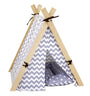 Bud'z Camping Style Tent Herringbone Dog Bed, Gray/White