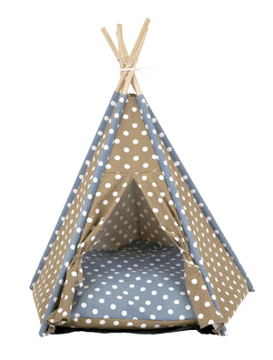 Bud'z Tente Style Tipi, À Pois Blancs, Bleue & Sable